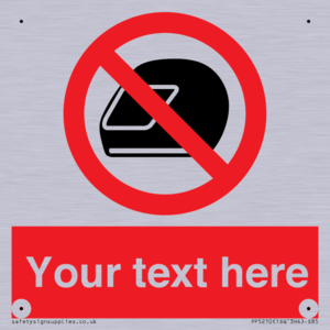 Custom No Motorcycle Helmets Sign